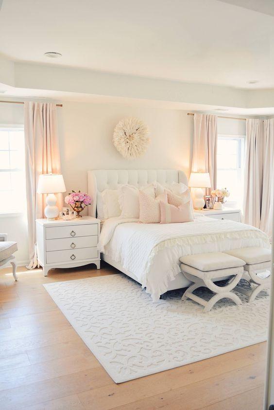 white and pink bedroom via thepinkroom.com