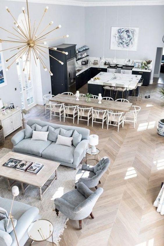 Open plan living room and kitchen