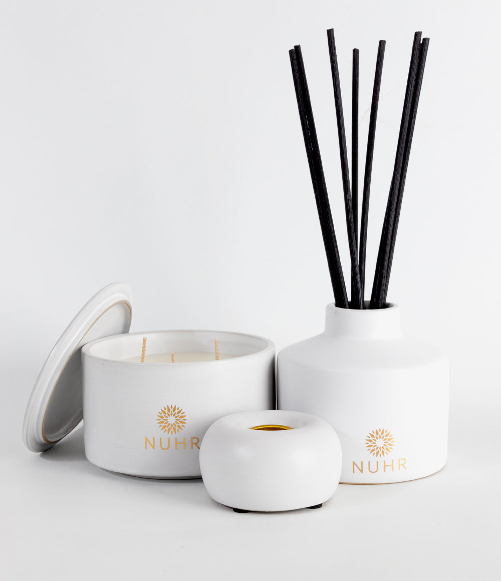 3 Wick Ceramic Candle - Haramain in Black or White