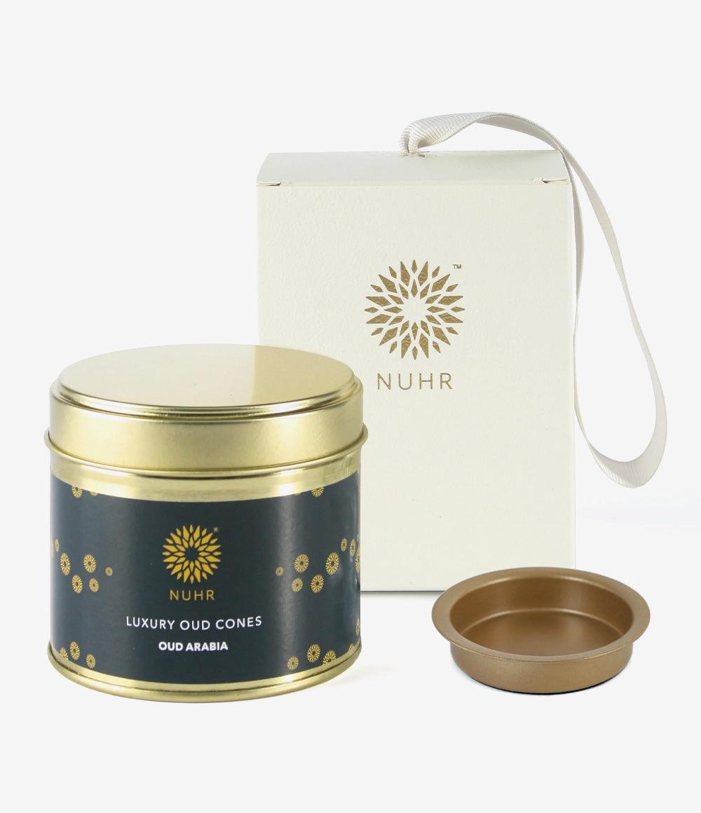 Incense Cones and Gold Metal Plate Burner Gift Set - Oud Arabia - Infinitycarts